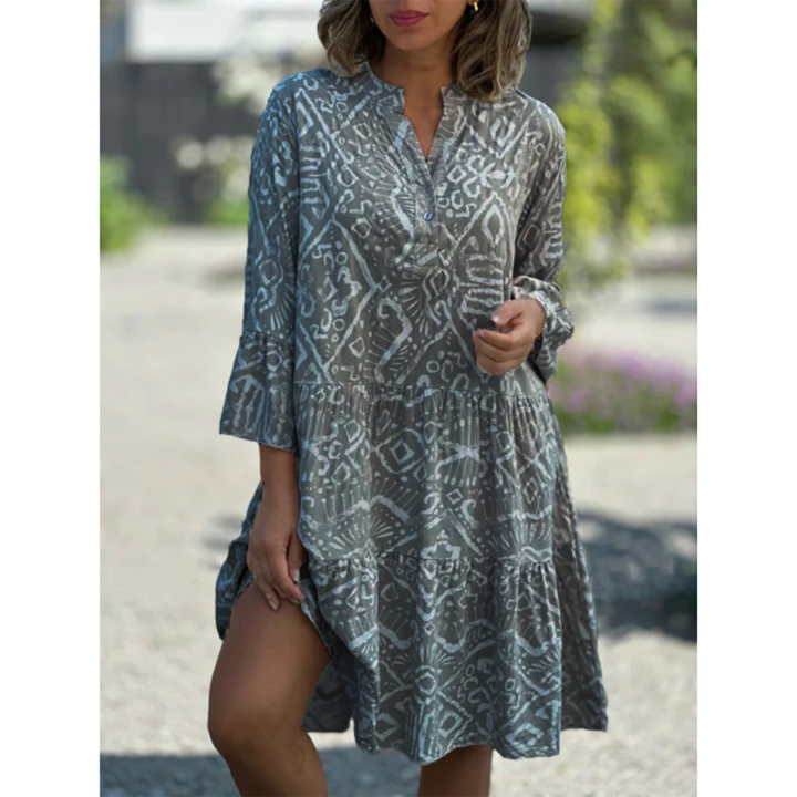 Gemma - Printed Loose V-neck Dress