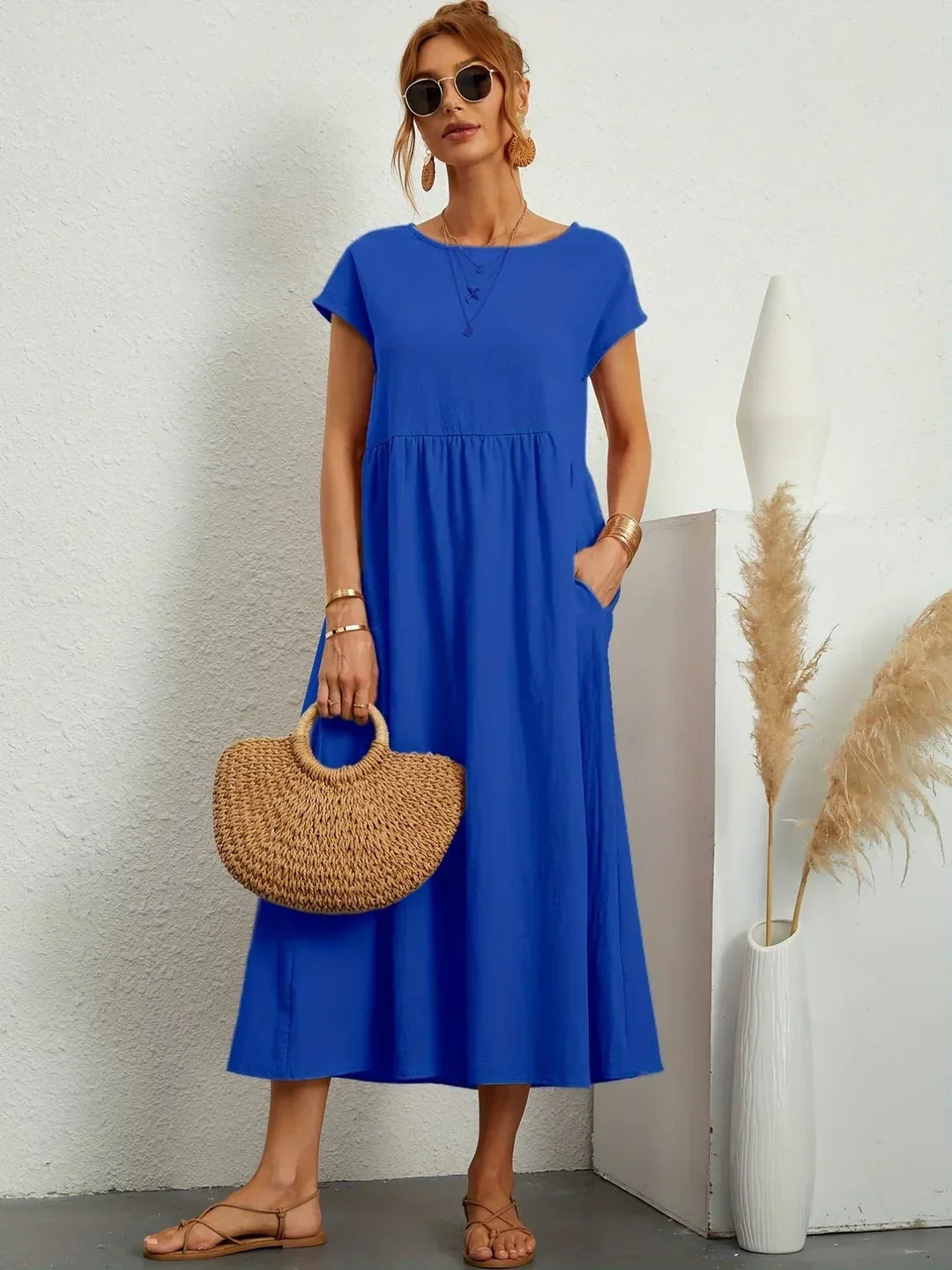 Beate - Elegant leisure dress in cotton and linen