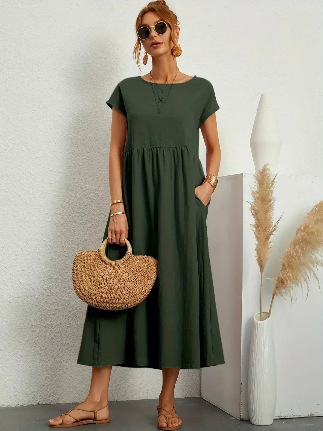 Beate - Elegant leisure dress in cotton and linen