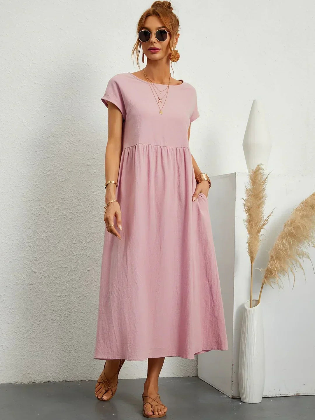 Beate - Elegant leisure dress in cotton and linen