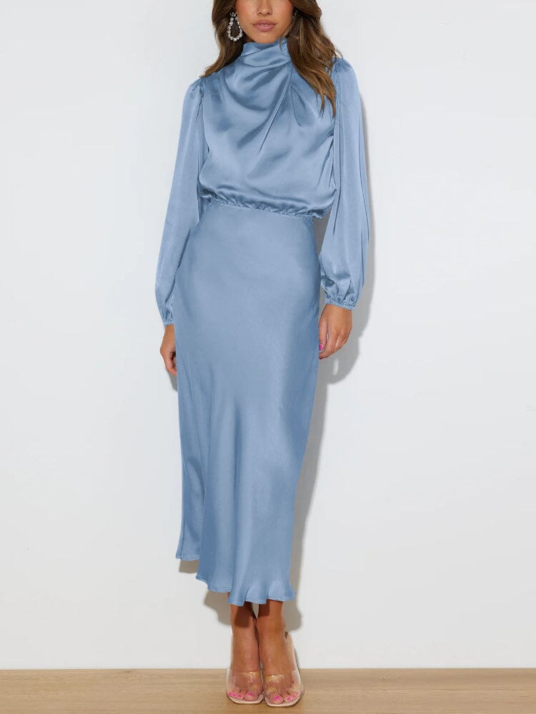 RILEY™ | Elegant Silk Dress with Long Sleeves