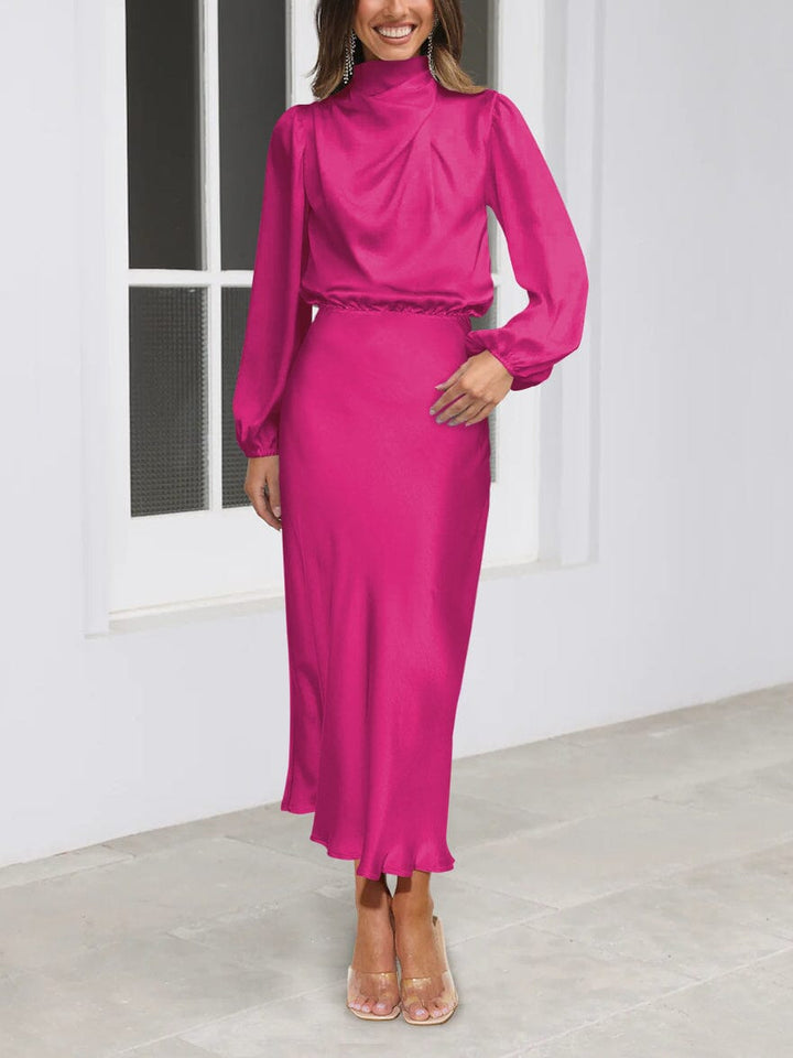 RILEY™ | Elegant Silk Dress with Long Sleeves