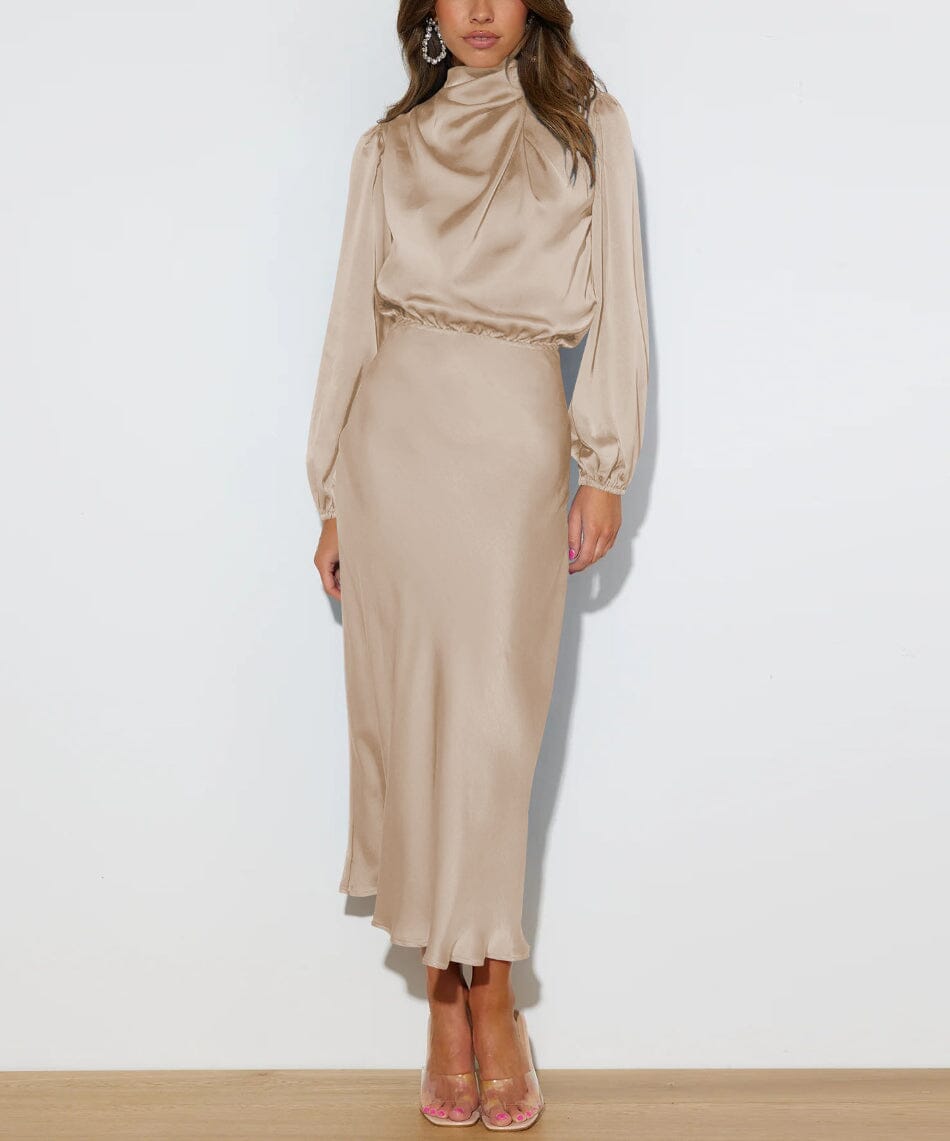 RILEY™ | Elegant Silk Dress with Long Sleeves