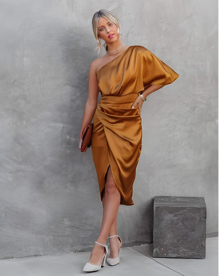 RILEY™ | Elegant Silk Dress with a Slit