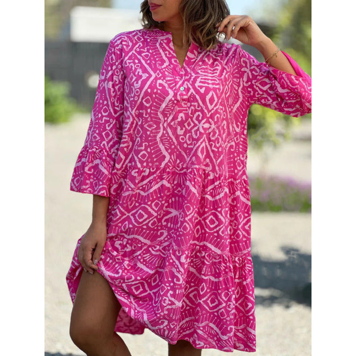 Gemma - Printed Loose V-neck Dress