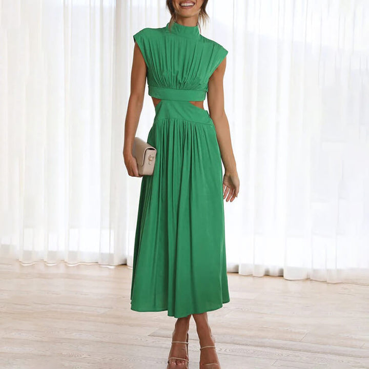 Doris - Pleated Dress With High Neck